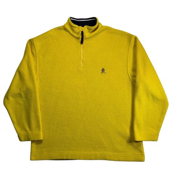 Vintage Tommy Hilfiger 1/4 Zip Men's Medium Yellow Fleece Pullover - Picture 1 of 6